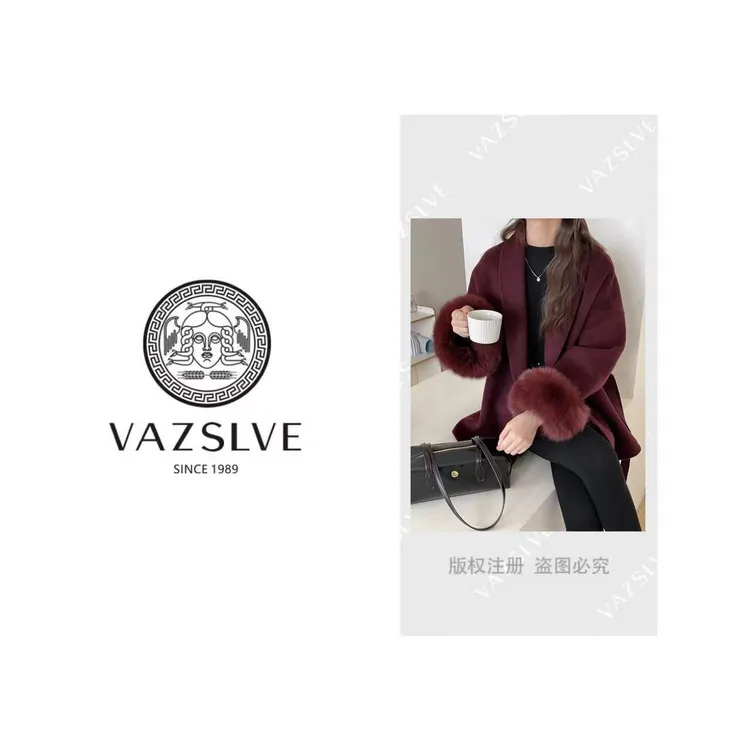 落肩袖长袖女轻职风拼接毛呢外套外套气质时尚设计感百搭休闲秋冬