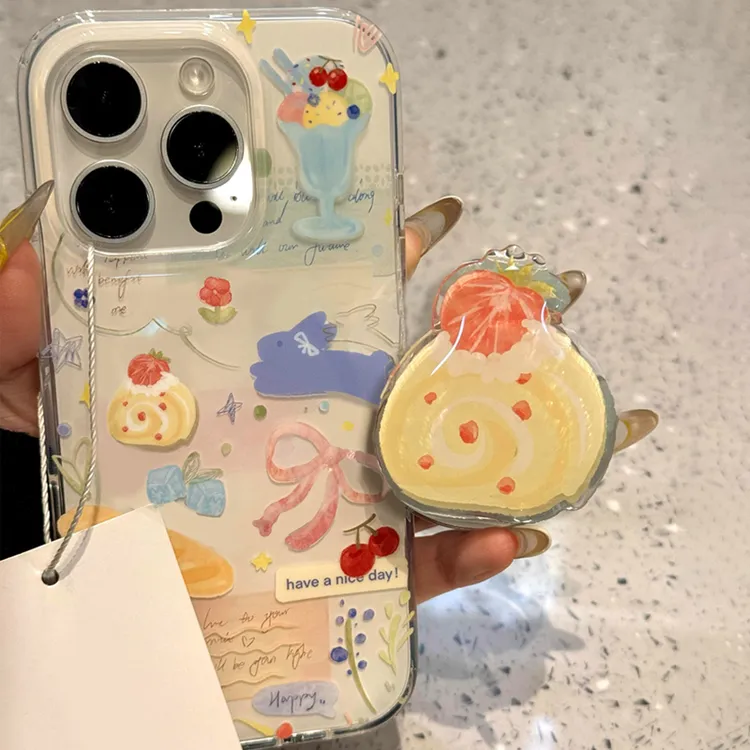 乐朗德瑞士卷适用IPHONE16手机壳支架苹果华为vivo小米OPPO荣耀套