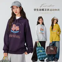 【小熊耳朵】初中生女大童秋装连帽卫衣2025新款儿童长袖套头上衣