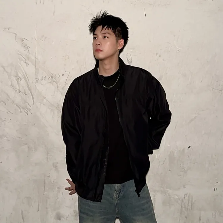 早秋新款潮流休闲立领男收口袖美式休闲夹克百搭日系工装宽松