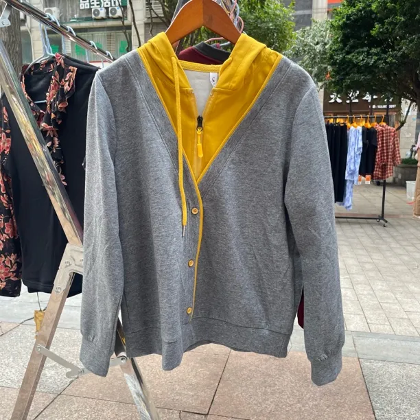 连帽春秋季宽松型拉链长袖卫衣