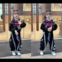 女童春秋涂鸦卫衣套装2025新款韩版个性潮流休闲运动设计感两件套
