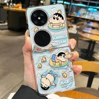ZB适用于华为pocket2游泳小新折叠手机壳透明硬壳可爱创意保护套