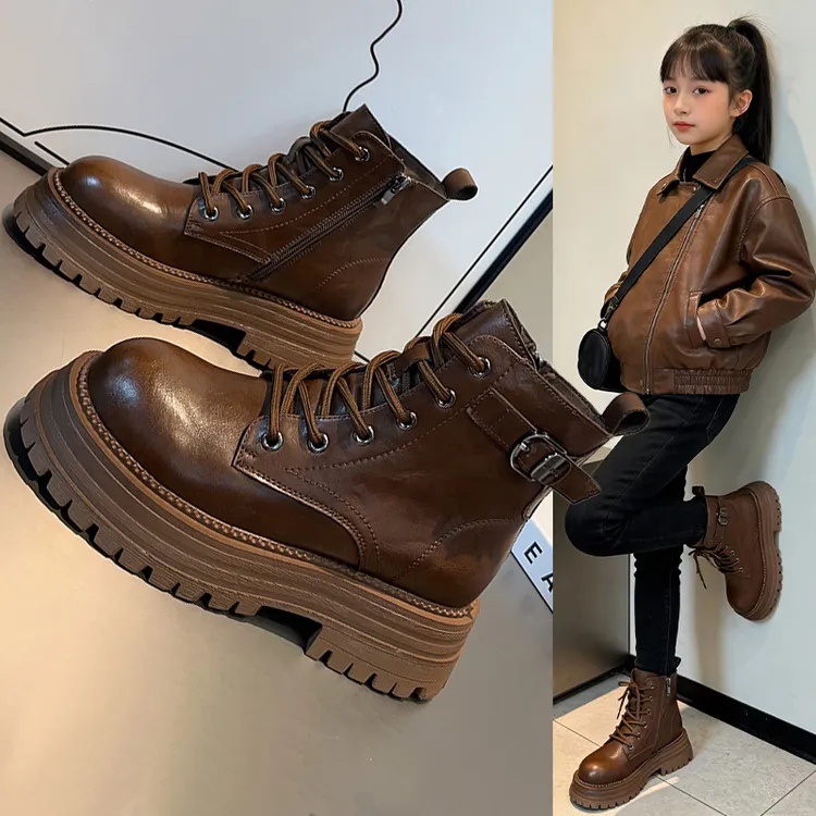 女童马丁靴2025新款秋冬季儿童靴子中大童加绒加厚大棉鞋雪地棉靴