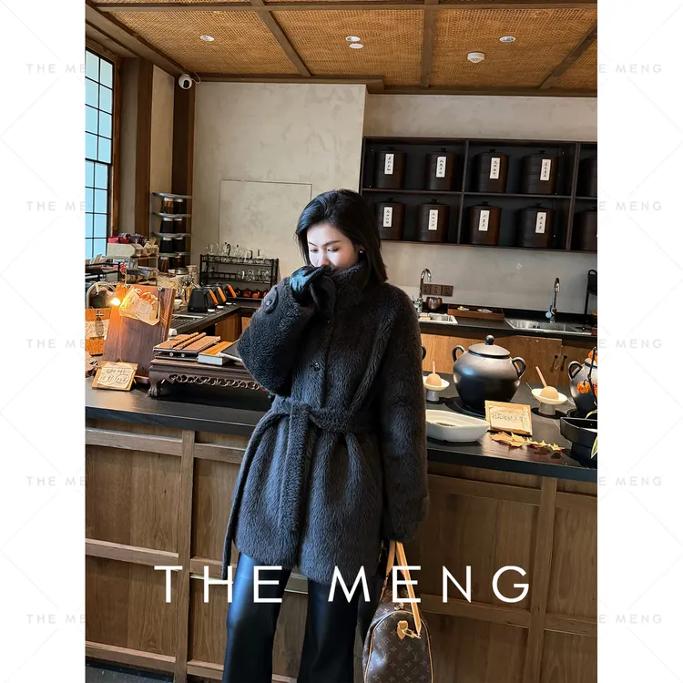 THE MENG【咖啡】高克重绵羊毛剪毛中古毛毛外套#M254A1778