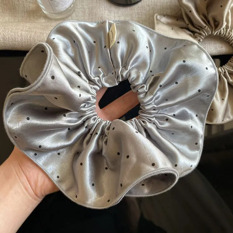 韩国同款法式高级感大肠圈褶皱缎面波点发圈丸子头发绳发圈高级感