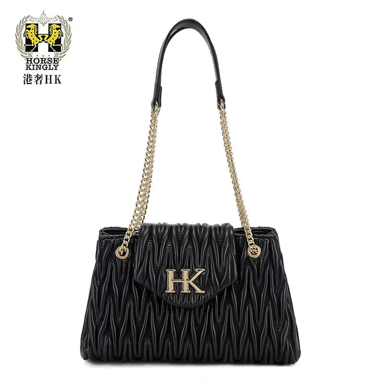HorseKingly春秋新款女士单肩包时尚潮流绣线女包1078法式慵懒风