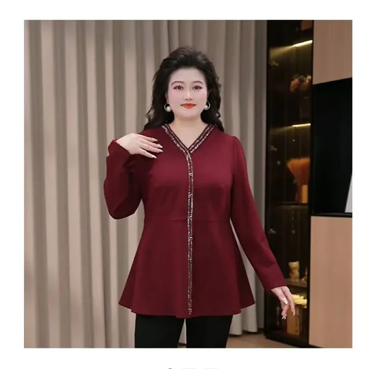 定制大码女装秋冬款显白洋气时尚掐腰遮肉衬衫ZSX25A0262