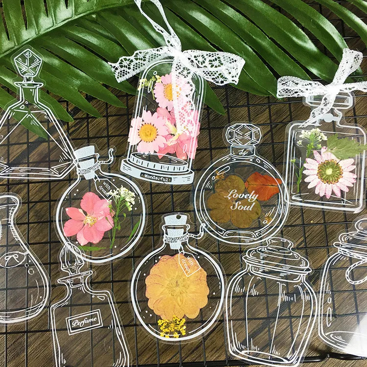 干花书签手工diy材料瓶子秋天童年收集册树叶标本塑封膜学生制作