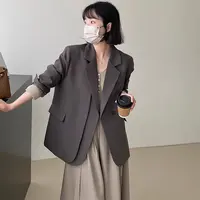 灰色休闲小西装外套女2025早秋设计感小个子韩系黑西服气质高级感