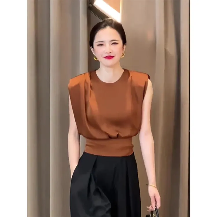 雪纺衬衫女夏款2025新款韩版淑女气质系带收腰显瘦设计感小众上衣