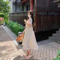 【宠粉回馈】马西西大码女装黄色碎花连衣裙夏胖mm宽松显瘦长款裙子