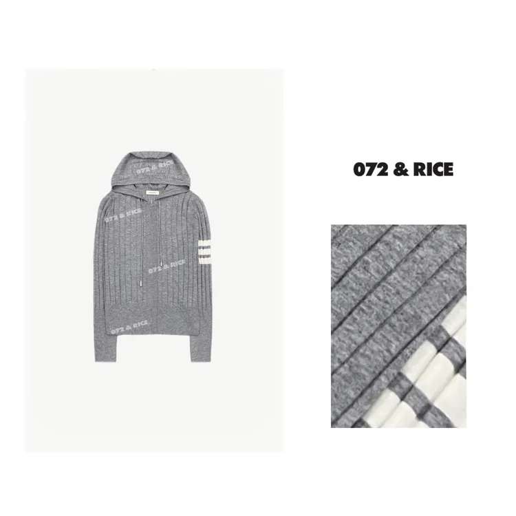 072 & RICE【学姐】秋季休闲连帽拉链长袖针织开衫 24LE012