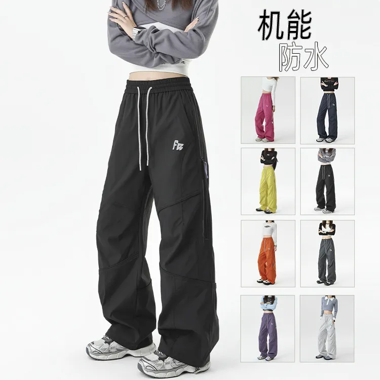 秋冬季防风防水机能裤男女潮牌印花户外百搭宽松美式休闲长裤