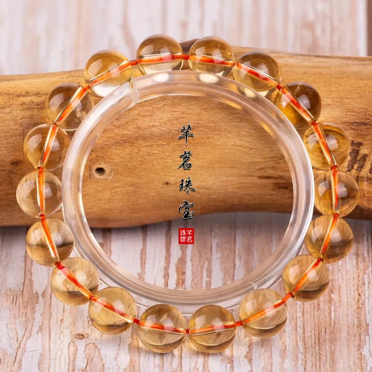 天然黄塔晶手链正品原矿巴西黄水晶手串单圈