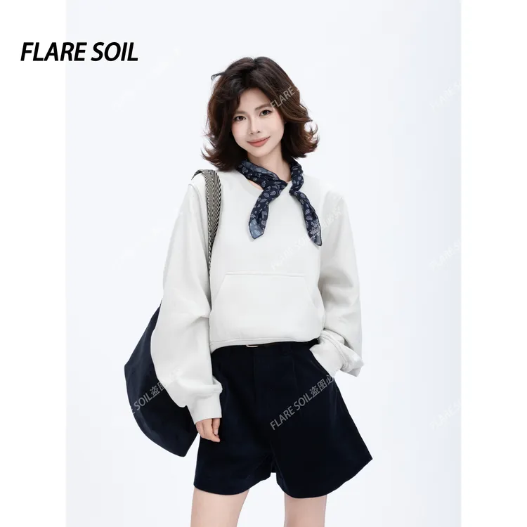 【FLARE SOIL】空气层秋冬卫衣长袖运动感圆领套头保暖卫衣 T4623A