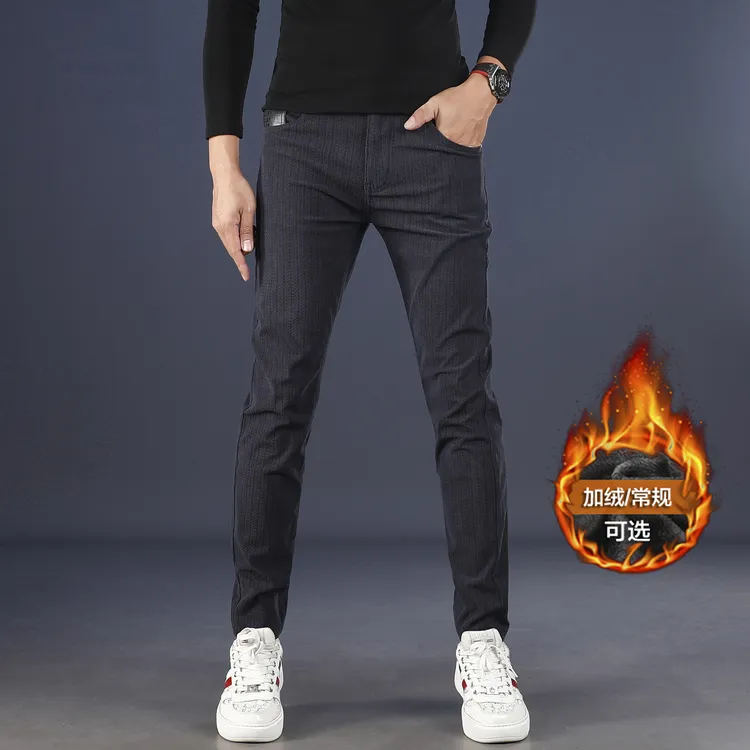 加绒加厚灯芯绒休闲裤男款爆款2025新款秋冬修身小脚痞帅潮男裤子