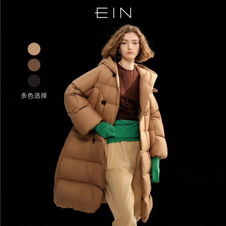 EIN/言商场同款新品商场同款美拉德长款a型羽绒服2025年冬