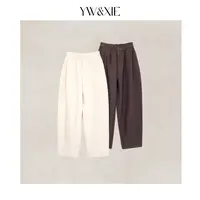 YW&XIE《C9256》宽松休闲阔腿裤夏季褶皱长裤百搭松紧腰