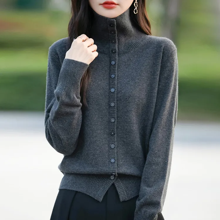 大码女装微胖mm秋冬半高领女士毛衣高级感内搭可外穿针织打底开衫
