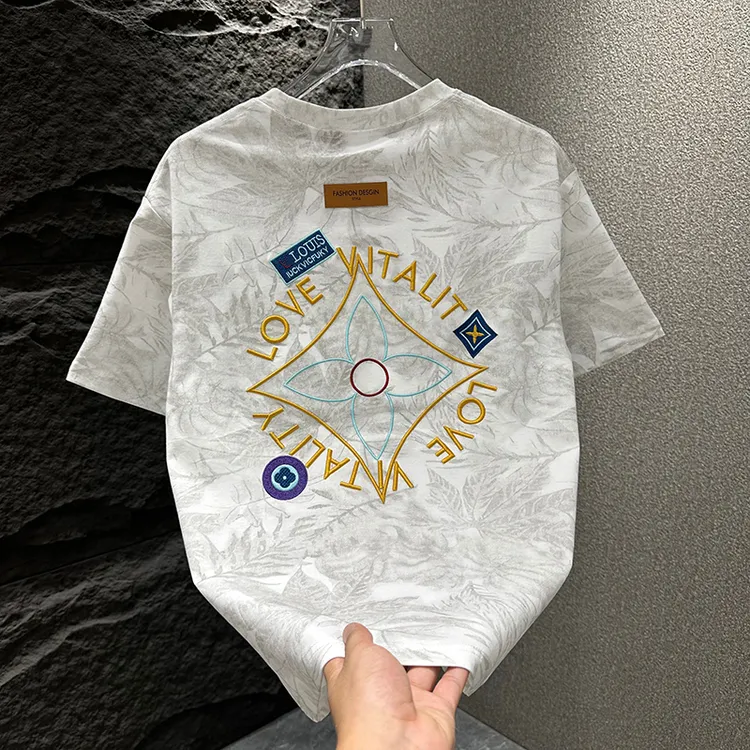 男士夏季设计感扎染短袖T恤复古圆领潮流半袖个性字母高级感短袖