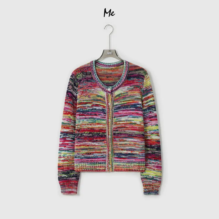 ME【霓虹之夜】100棉复古蒸汽波色织显瘦百搭时尚针织毛衣MESA0882