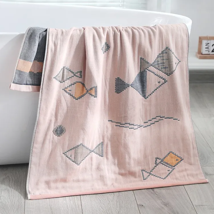 家用大号纱布儿童浴巾纯棉100%全棉大人用吸水不掉毛男女洗澡毛巾