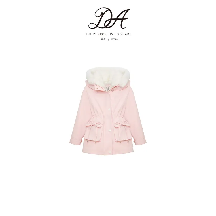 【现货】Dolly Ave「少女系列」三防蝴蝶结可拆毛领女童秋冬冲锋衣
