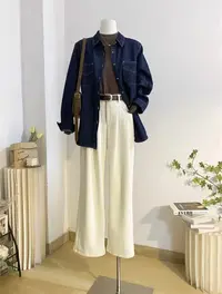 （高品质）软牛仔衬衫女春秋冬设计感内搭叠穿衬衣外套宽松港风上衣