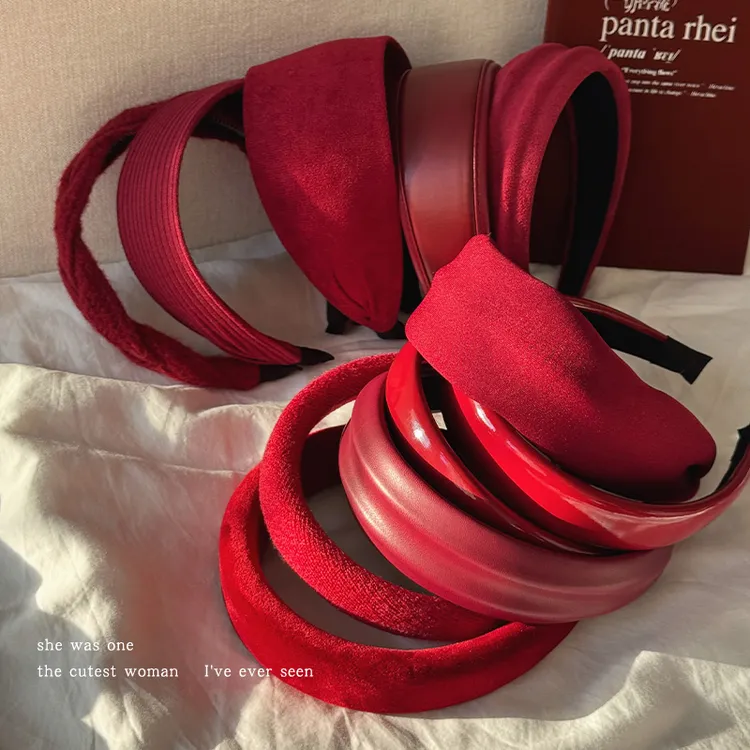 显白红色宽边发箍女款高级感洋气时尚头箍新年喜庆发卡高颅顶头饰