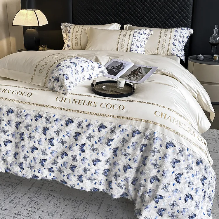 富安娜【新品】A类母婴级全棉纯棉四件套双面100%长绒棉床品套件