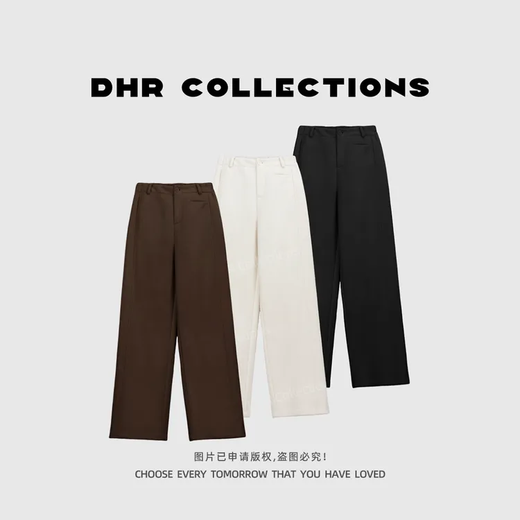 豆豆9【显瘦神器】羊毛+醋酸冬季加绒厚款长裤软糯休闲裤-25DK107