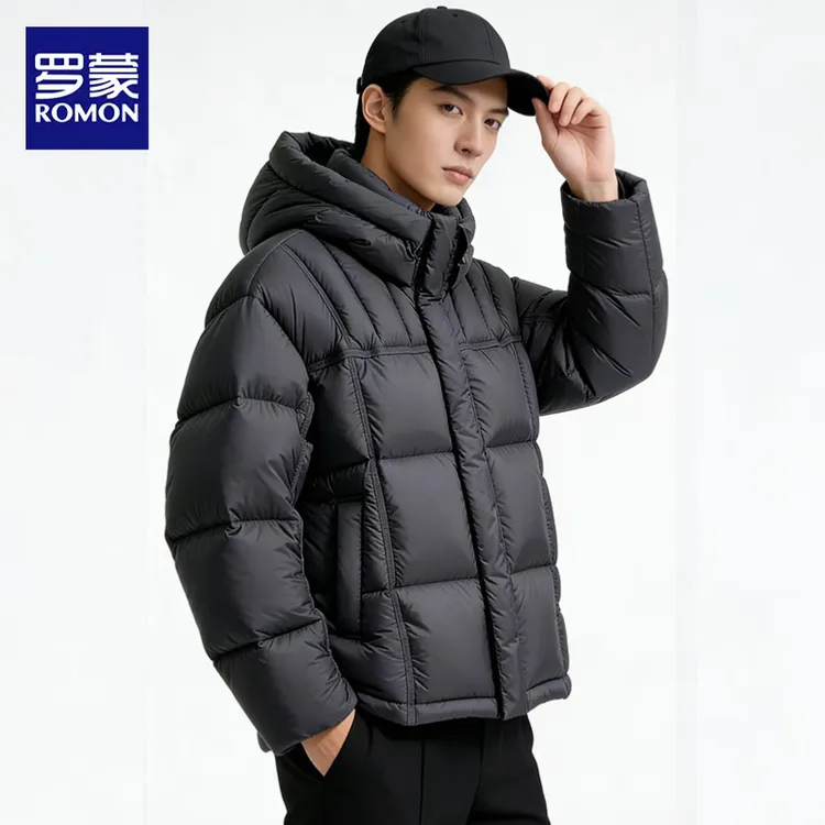 罗蒙三防白鸭绒痞帅休闲保暖抗皱可脱卸帽时尚羽绒服男装新款外套