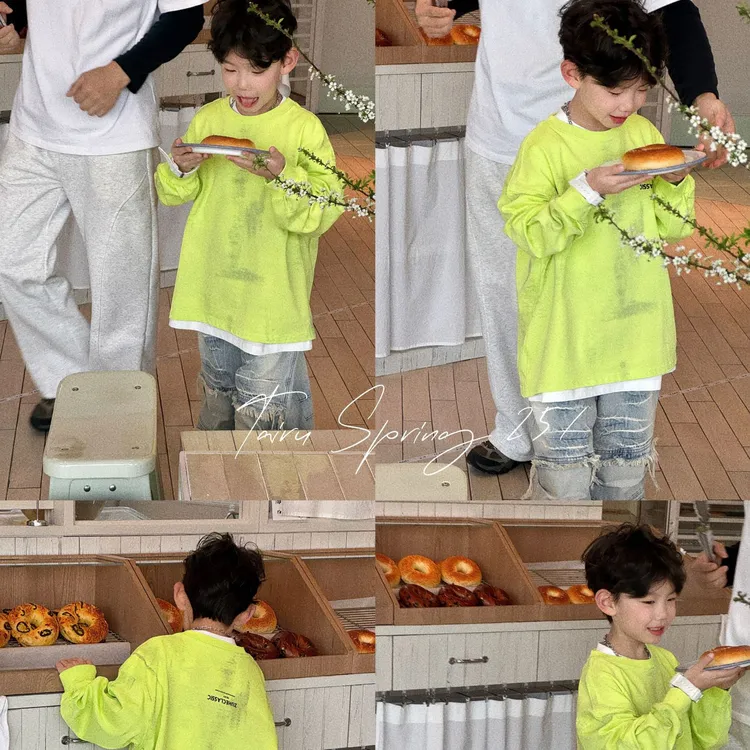 针织套装泰如2025春季新款小童百搭长T恤美式高街宽松轧染儿童