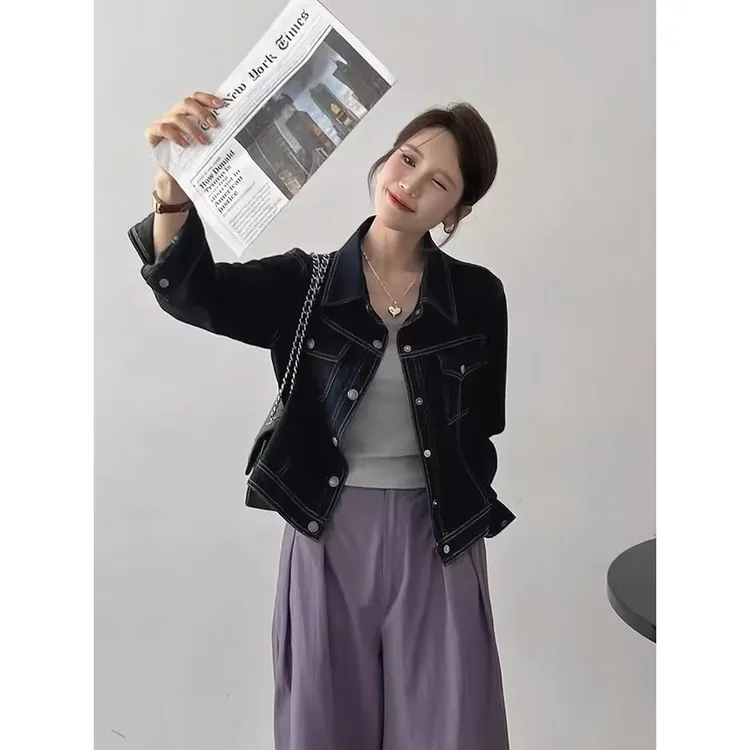 牛仔外套女2025秋季新款韩系复古百搭短款丹宁色长袖减龄上衣休闲