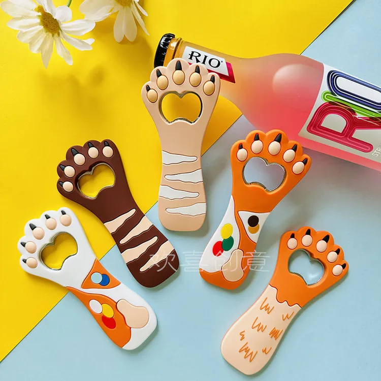 啤酒开瓶器冰箱贴磁贴磁吸网红爆款卡爱卡通创意高颜值3D立体猫爪