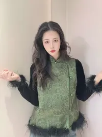 九月   秋来   新款新中式重工复古气质春秋可脱卸毛毛马甲
