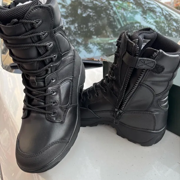 1+3老款黑色冬季高帮侧拉链防寒夹棉户外高靴户外训练登山工装鞋