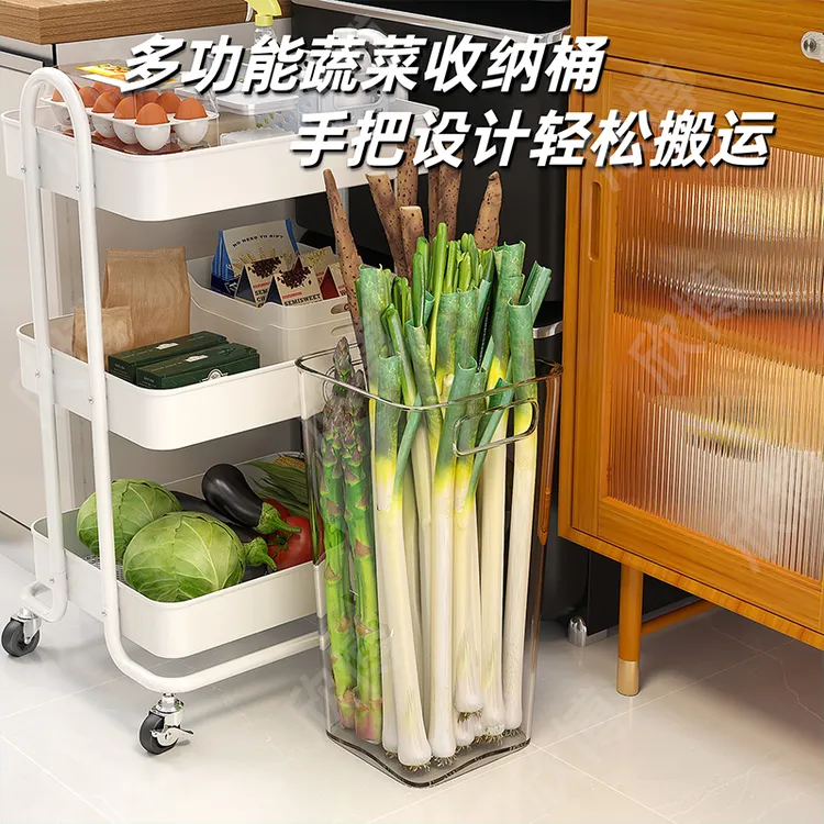 双11收纳盒大葱收纳神器蔬菜山药整理桶厨房透明大容量放葱收纳筐