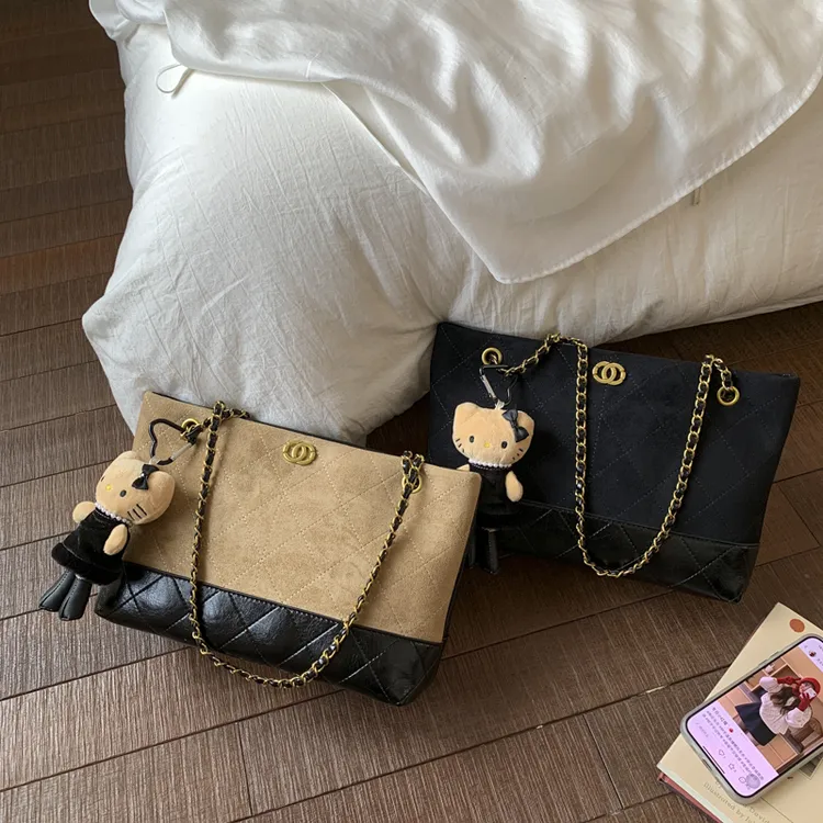 复古磨砂托特包2025新款秋冬大容量时尚腋下单肩包洋气百搭链条包