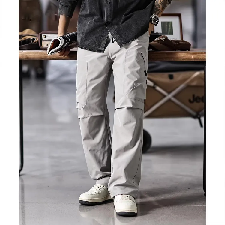 U&PURA美式伞兵工装休闲裤男士秋冬季新款加绒宽松多口袋抽绳户外