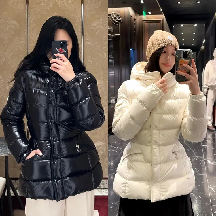 蒙口联名2025秋冬免洗羽绒服女修身显瘦白鹅绒加厚小蛮腰亮面新款