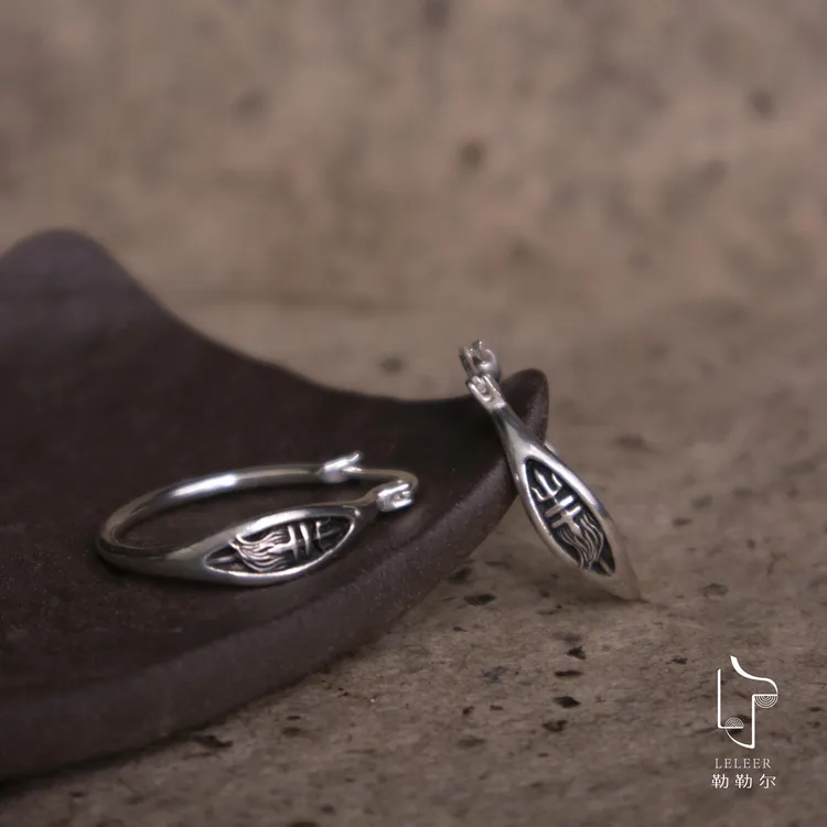 925银耳饰 勒勒尔苏鲁锭百搭耳钉气质男女同款帅气个性日常耳环