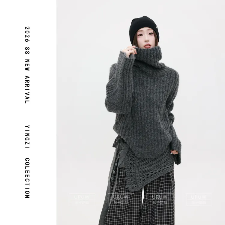 颖子定制【冬夜往事】韩系慵懒风宽松高领毛衣休闲百搭纯色毛衣2269