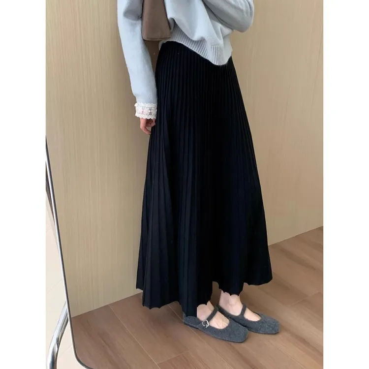 秋冬新款女装高腰显瘦百褶半身裙网红洋气高级感伞裙百搭A字长裙