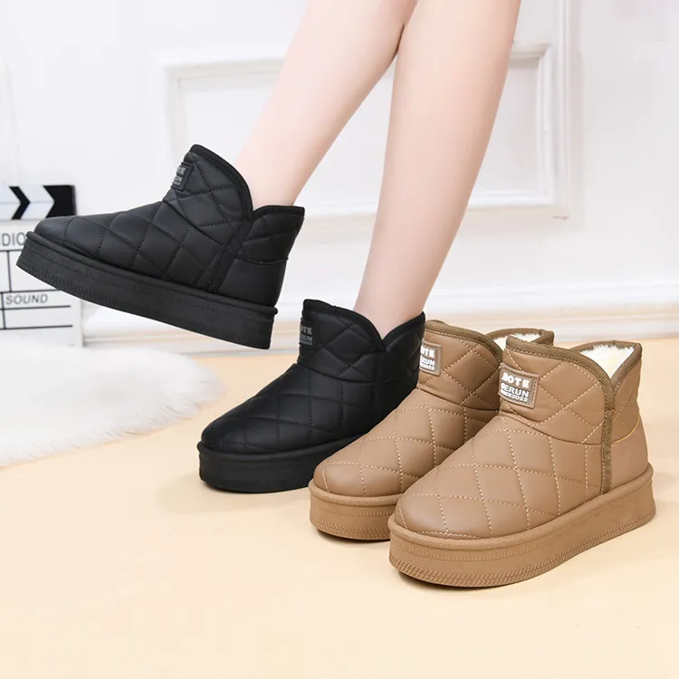 新款厚底雪地靴爆款冬季加绒加厚防水东北保暖防滑短靴大棉棉鞋