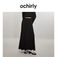 【诗语专属】ochirly欧时力 莫代尔空气层半身裙新款春装高腰中长