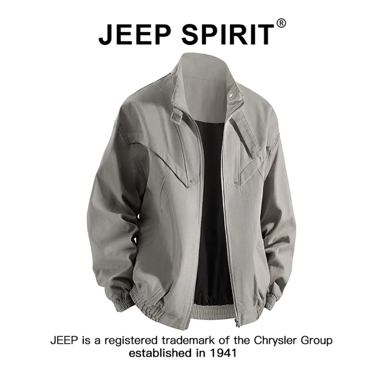 JEEPSPIRIT吉普美式机能风工装夹克男士秋季潮流高街宽松立领外套