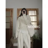 MOMING冬季新品 济州岛 韩系重工翻领加厚杂色粗针麻花编织毛衣