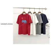 山大张减龄时尚插画猫咪小红帽磨毛短袖T恤YBT1J936百搭节庆氛围